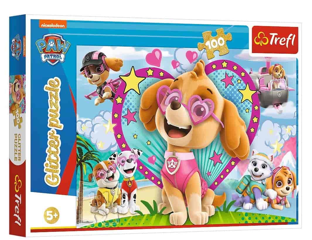 Puzzle 100 Psi Patrol Skey puzzle z brokatem misiek