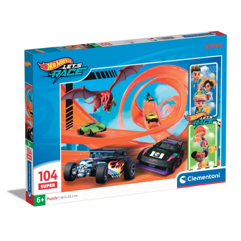 Puzzle 104 elementów Super Hot Wheels Clementoni misiek