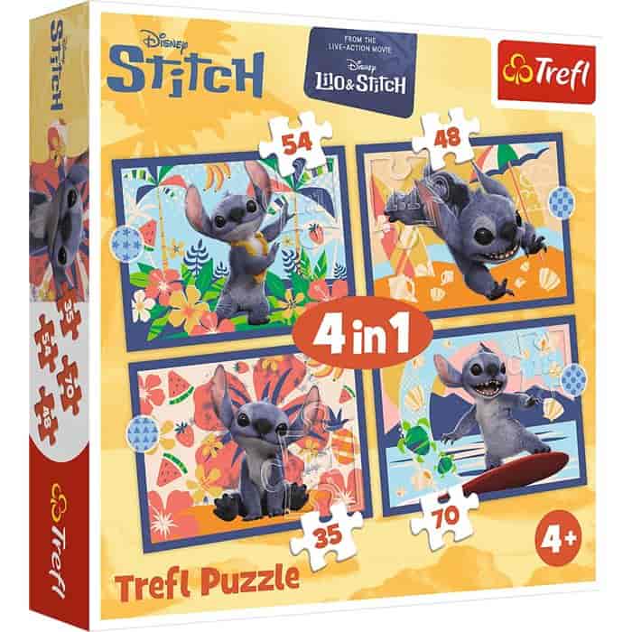 Puzzle 4w1 Lilo & Stitch Wakacje na Hawajach misiek