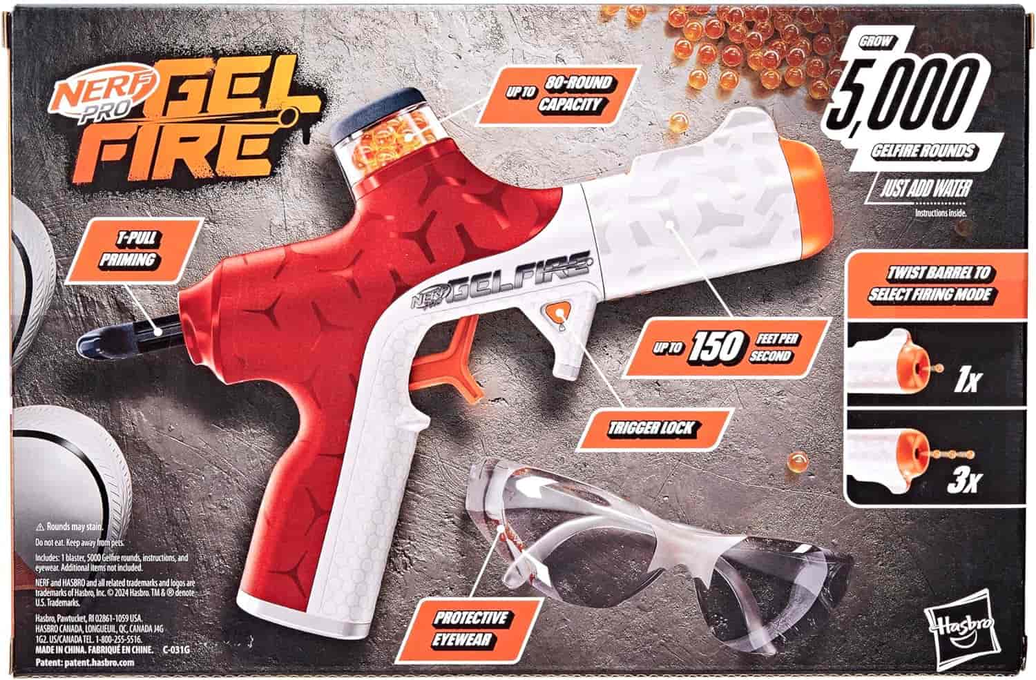 Nerf PRO GELFIRE Wyrzutnia 150 FPS Zasobnik 80 NABOI+OKULARY misiek