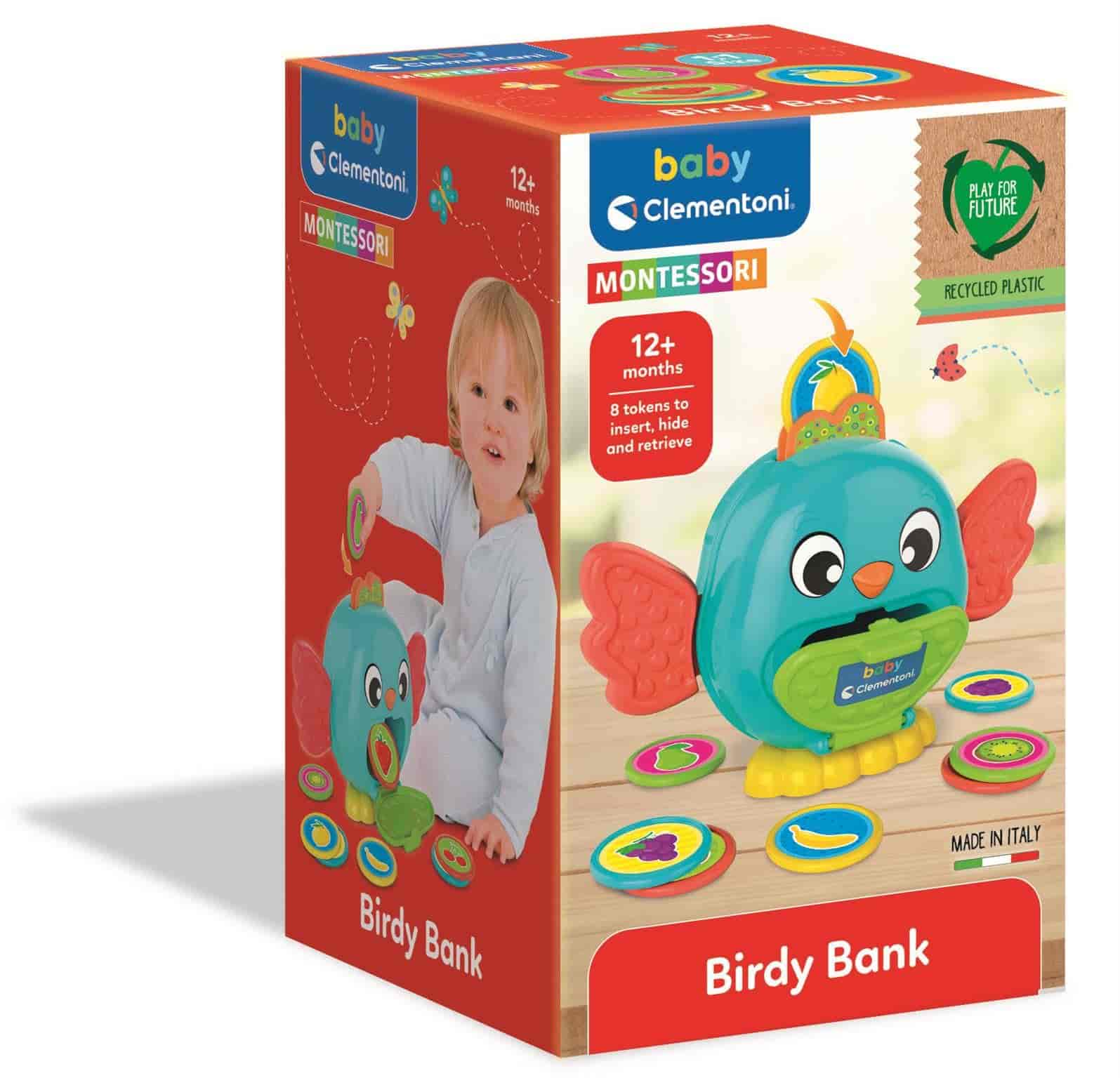 Baby Skarbonka Ptaszek Montessori Clementoni 12 m + misiek