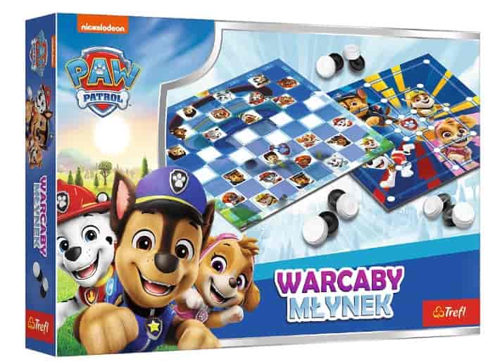 Gra planszowa Warcaby i Młynek Psi Patrol misiek