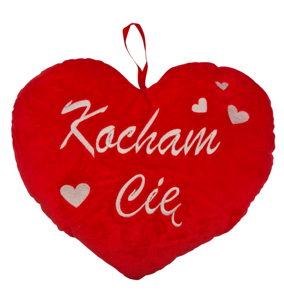 Poduszka Maskotka Serce napis Kocham Cię Walentynki 37 cm misiek