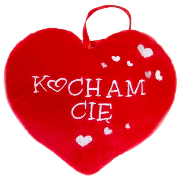 Poduszka Maskotka Serce napis Kocham Cię Walentynki 16 cm misiek