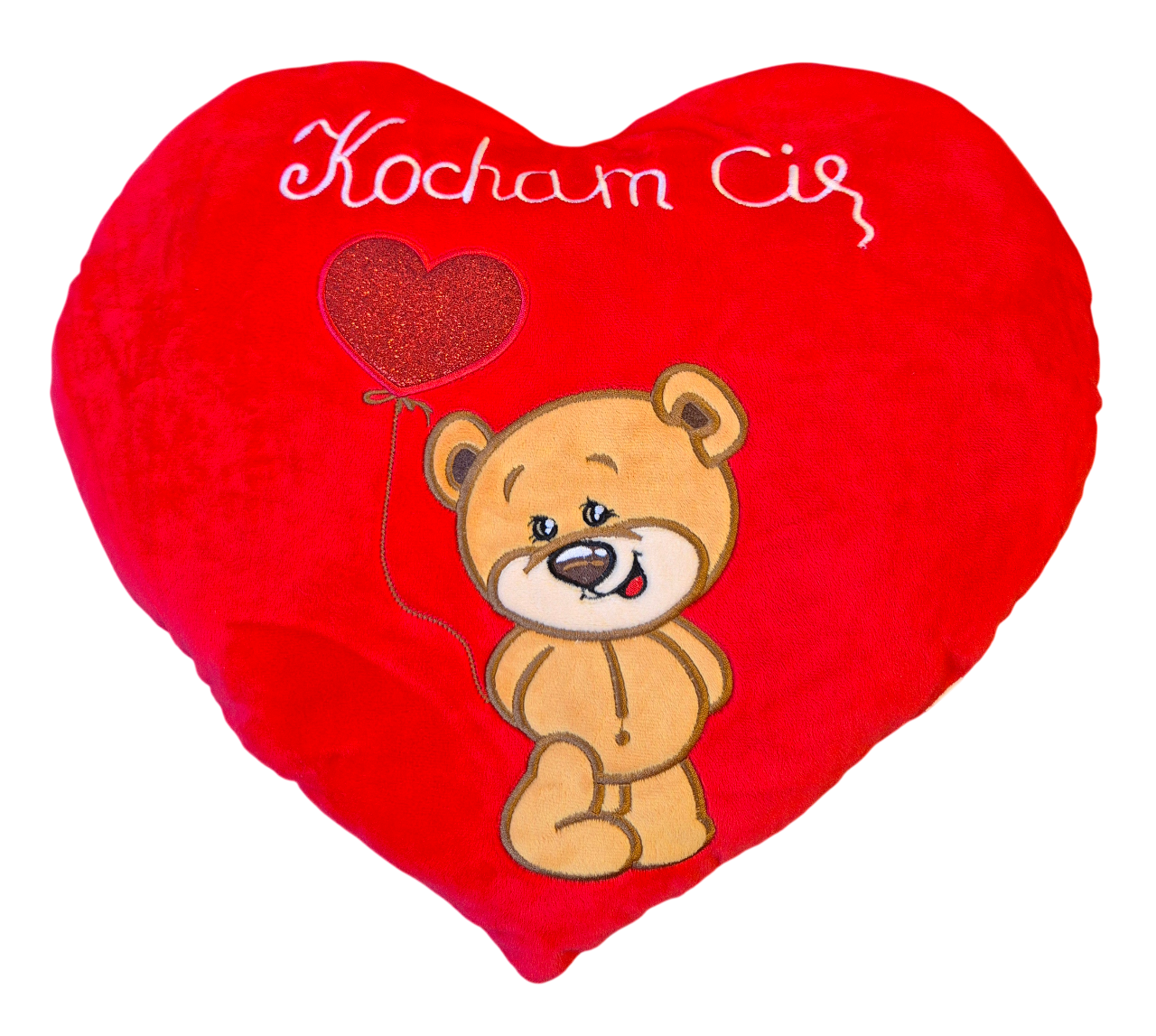 Poduszka Maskotka Serce napis Kocham Cię Walentynki 48 cm misiek