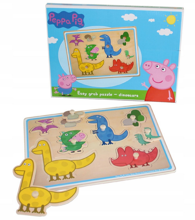 Układanka Drewniana Puzzle Świnka Peppa Dinozaur 8 el. misiek