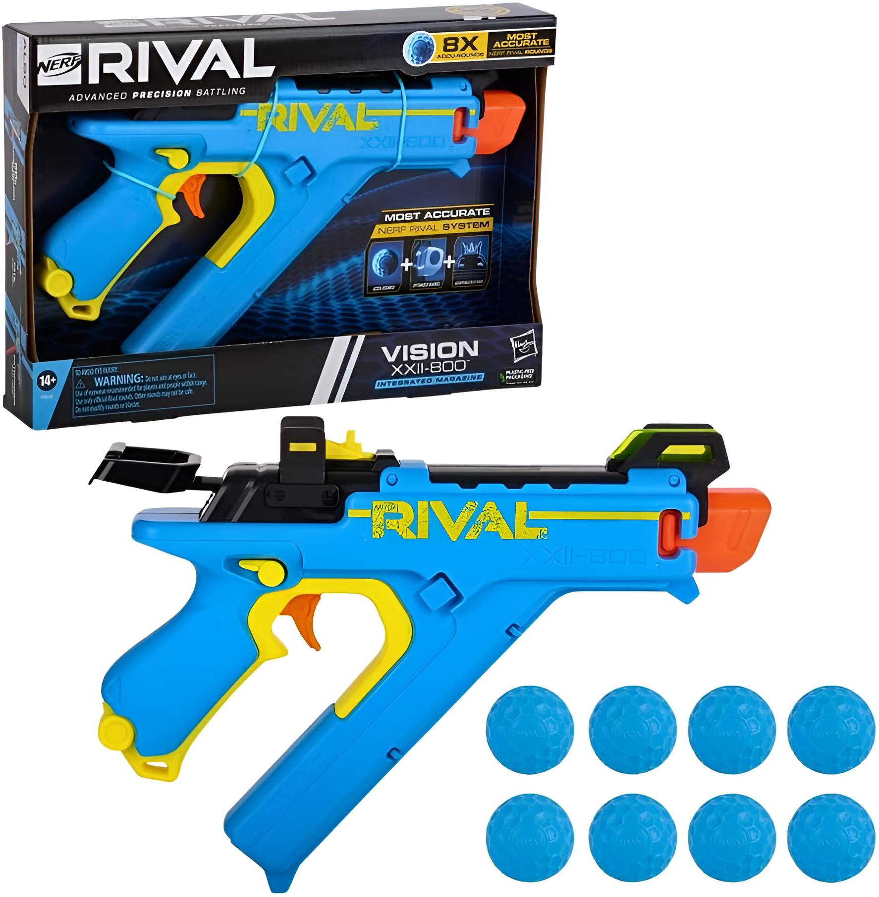 Pistolet Wyrzutnia Nerf Rival Vision XXII-800 + 8 piłek misiek