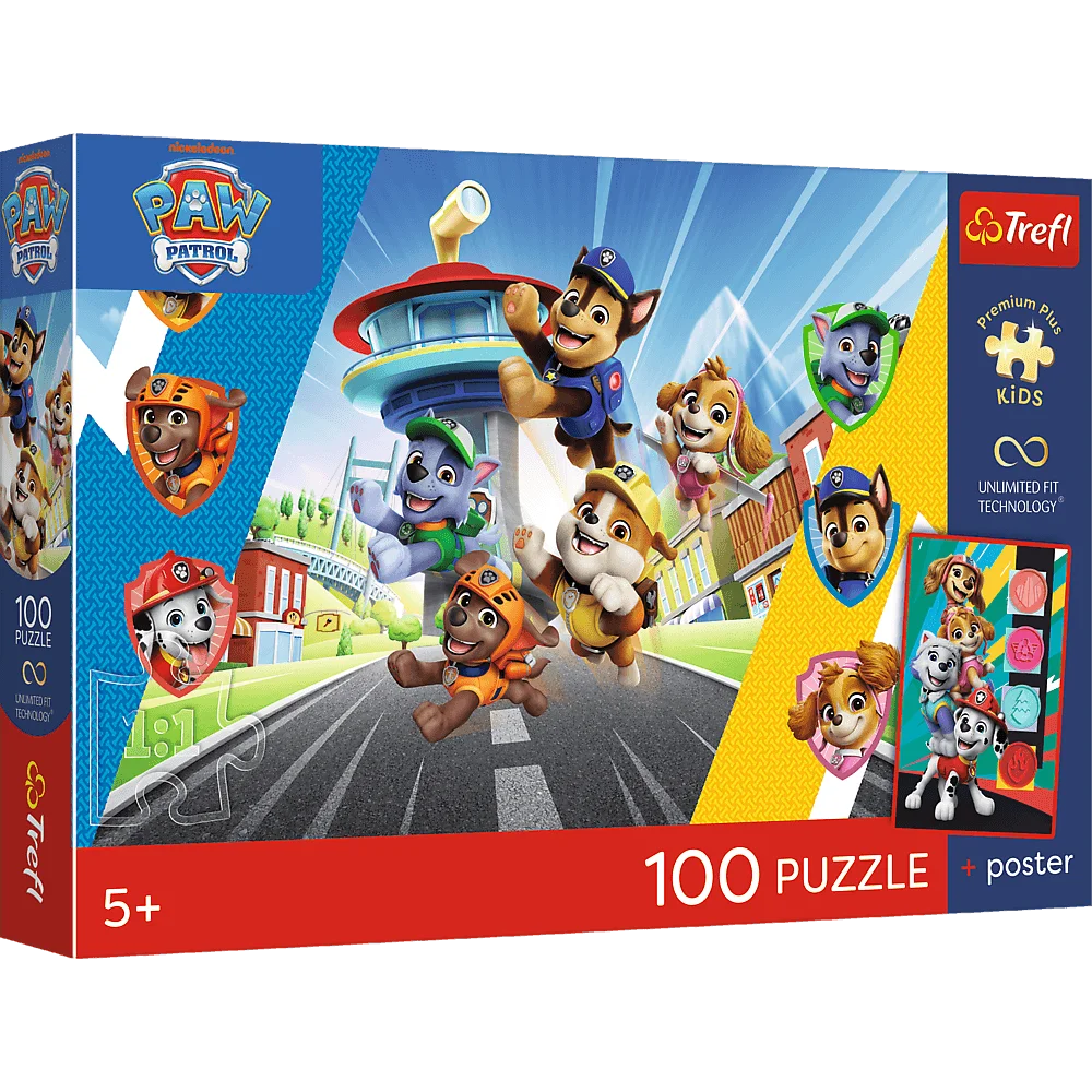 Puzzle 100 el UFT Psi Patrol Psia Przygoda + Plakat Trefl misiek