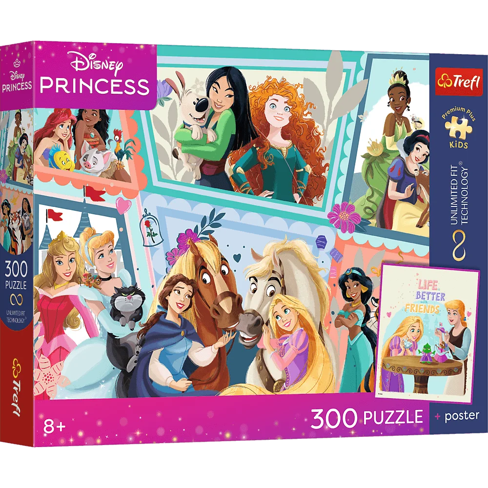 Puzzle 300 el. UFT Disney Księżniczki Cudowny Bal + plakat misiek