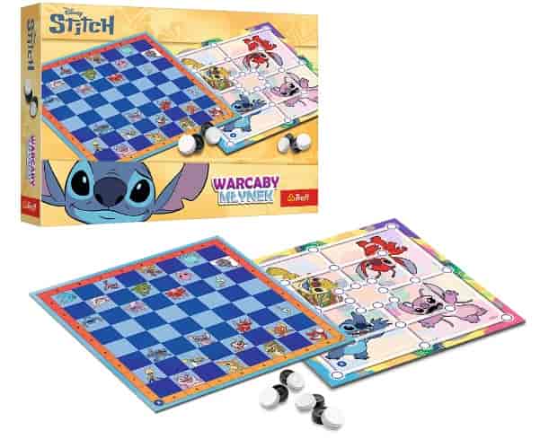 Gra planszowa Warcaby i Młynek, Lilo & Stitch Trefl misiek