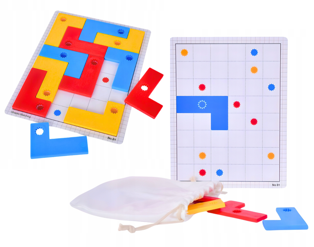 Gra Logiczna Układanka Montessori Tetris Puzzle misiek
