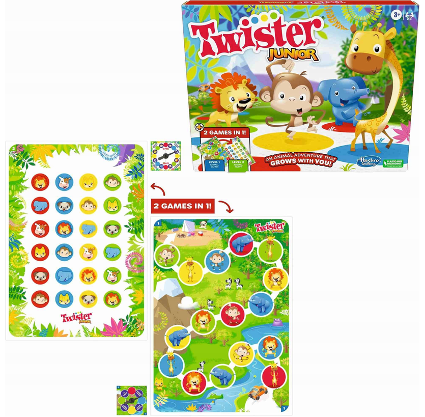 Gra Zręcznościowa Twister Junior 2w1 po Angielsku Hasbro misiek
