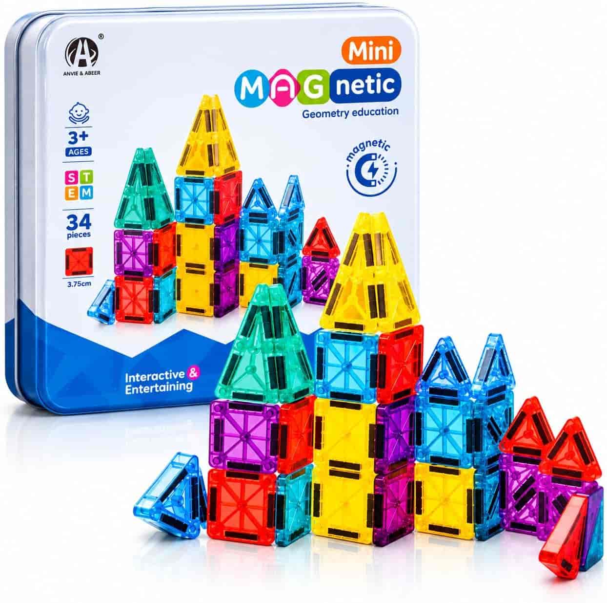 Klocki Magnetyczne Mini Zestaw w Metalowym Pudełku 34 el. misiek