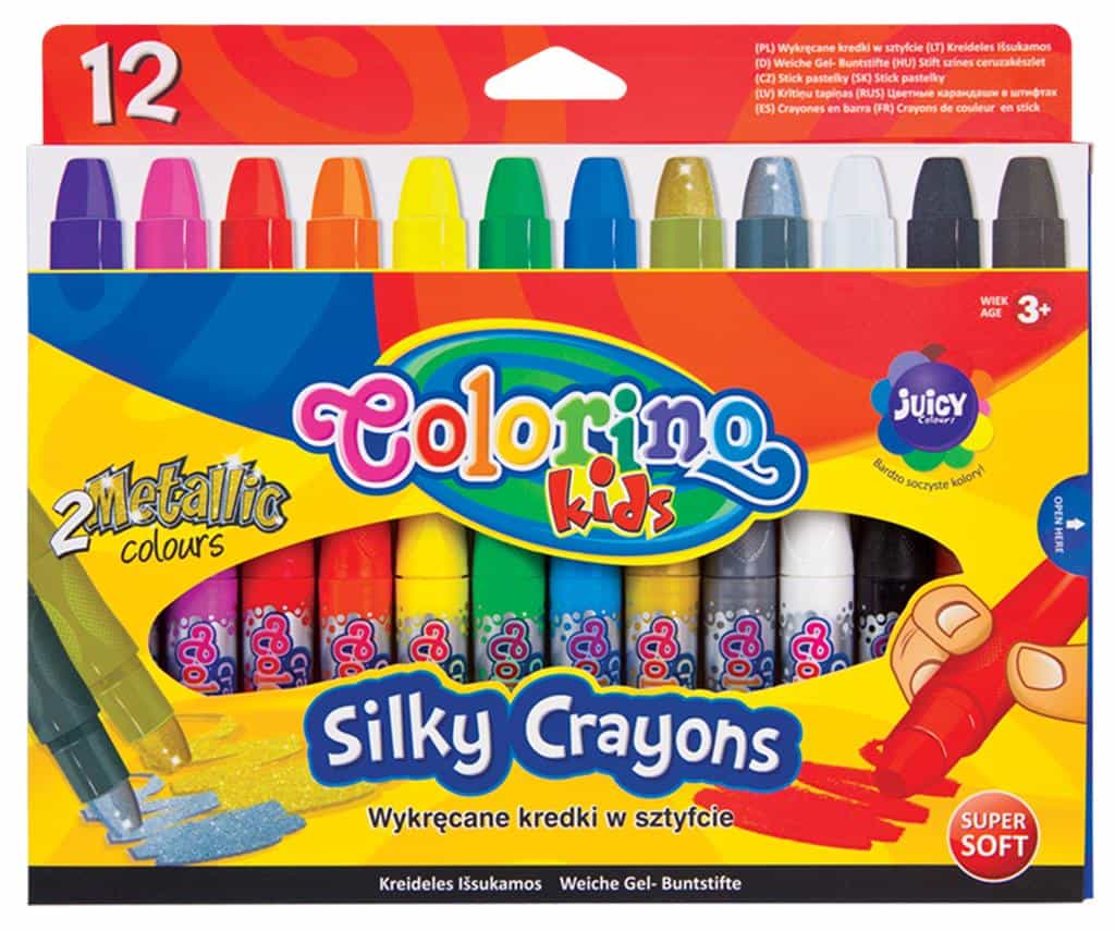 Kredki świecowe żelowe wykręcane w sztyfcie 12 kolorów Colorino Kids