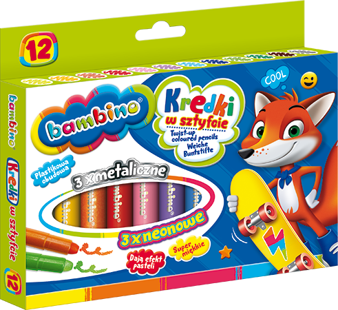 Kredki w sztyfcie 12 kolorów Bambino