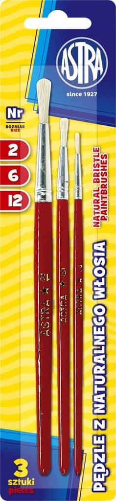 Zestaw pędzli z naturalnego włosia Astra 2/6/12