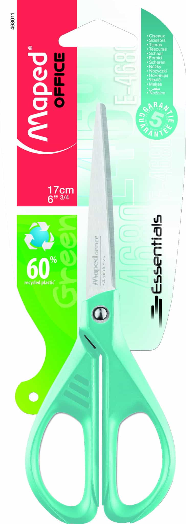 Nożyczki ekologiczne 17 cm Essentials green pastel Maped