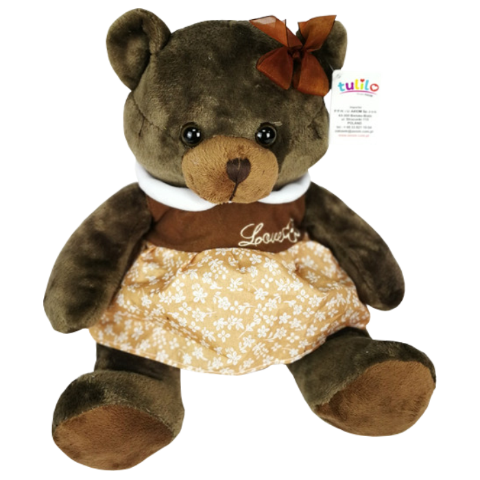 Miś Helenka brązowa maskotka Misia w sukience 30 cm