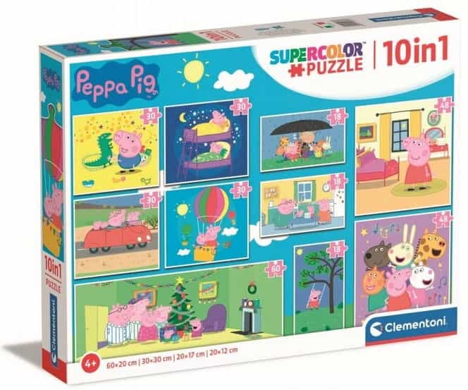 Puzzle Świnka Peppa 10w1 Clementoni 20271 Super Kolor 