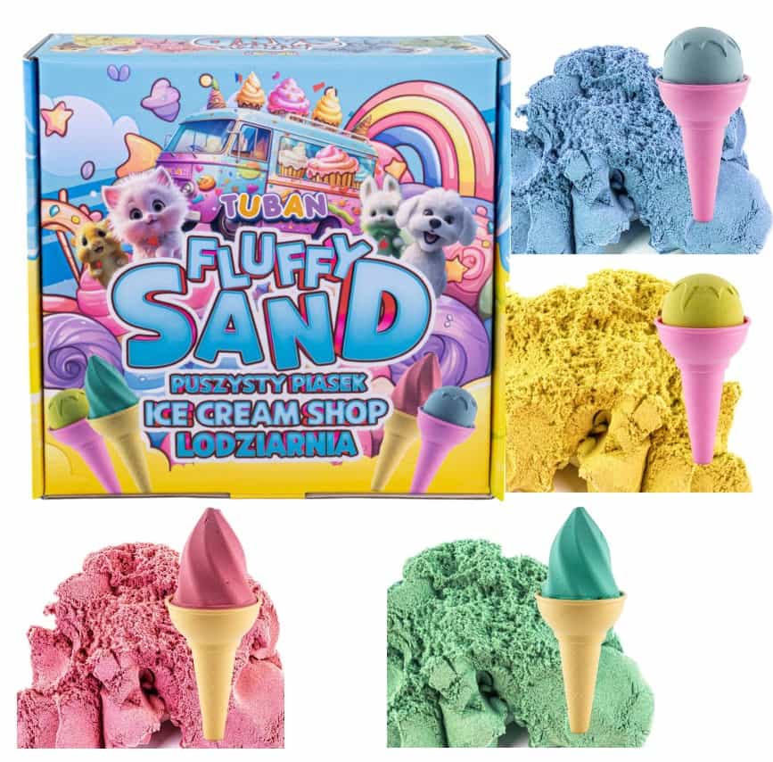 Zestaw fluffy sand puszysty pachnący piasek lodziarnia Tuban