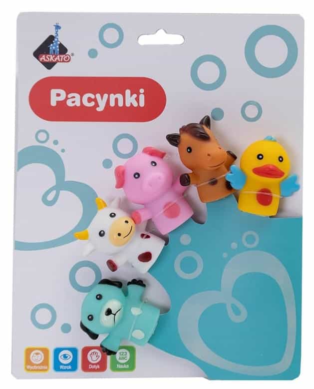 Kolorowe pacynki na palce Zwierzątka na farmie Askato