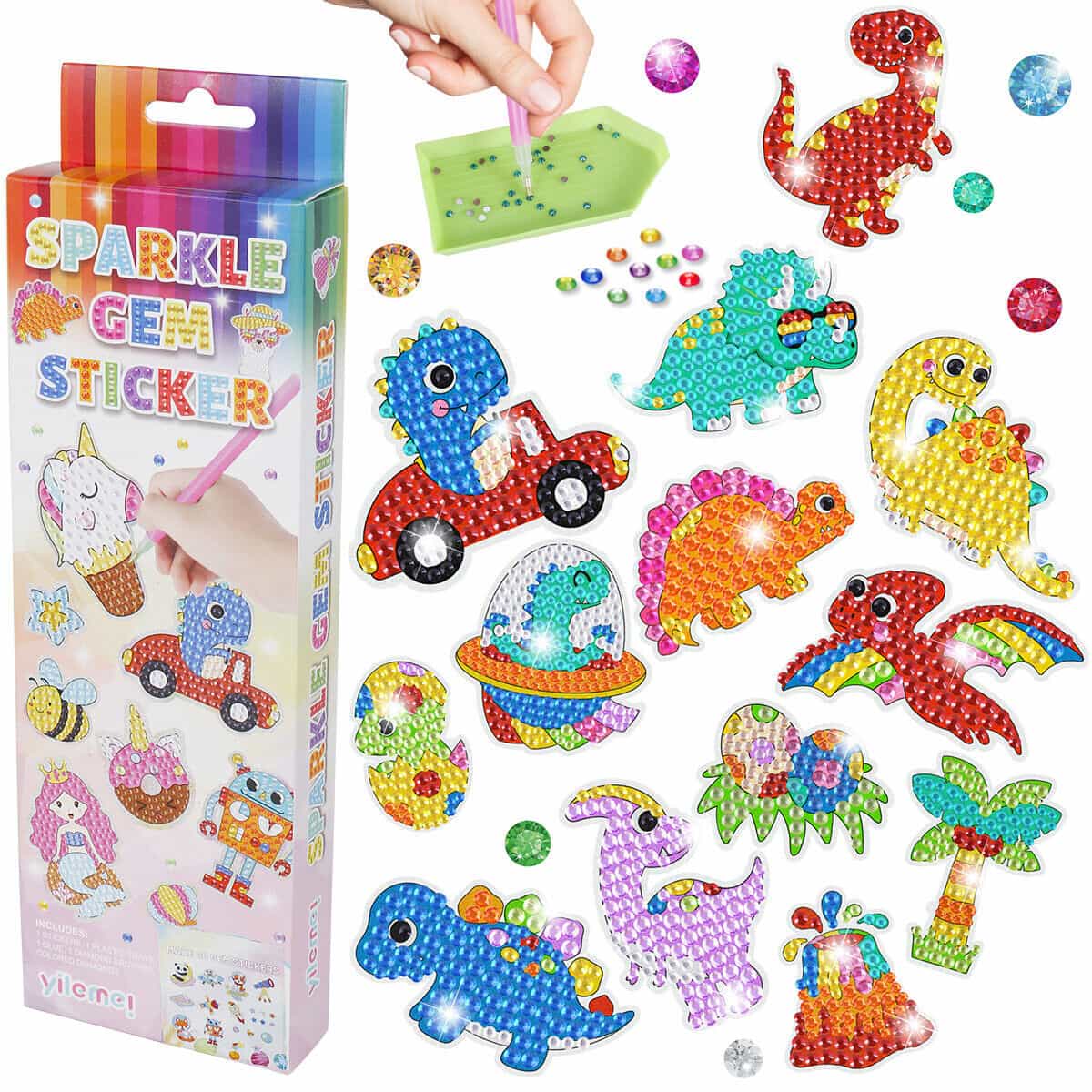 Diamentowe Naklejki Sparkle Gem Dinozaury Zestaw Kreatywny 4