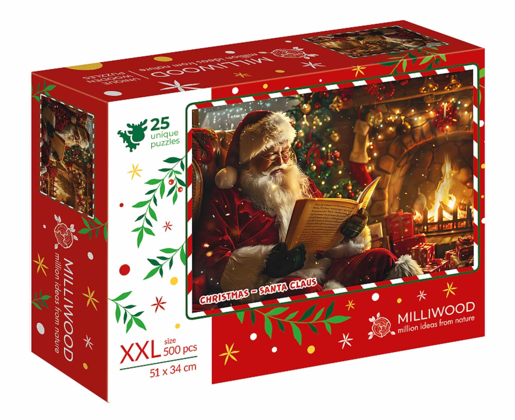 Puzzle Świąteczne Milliwood Drewniane Święty Mikołaj 500 el.
