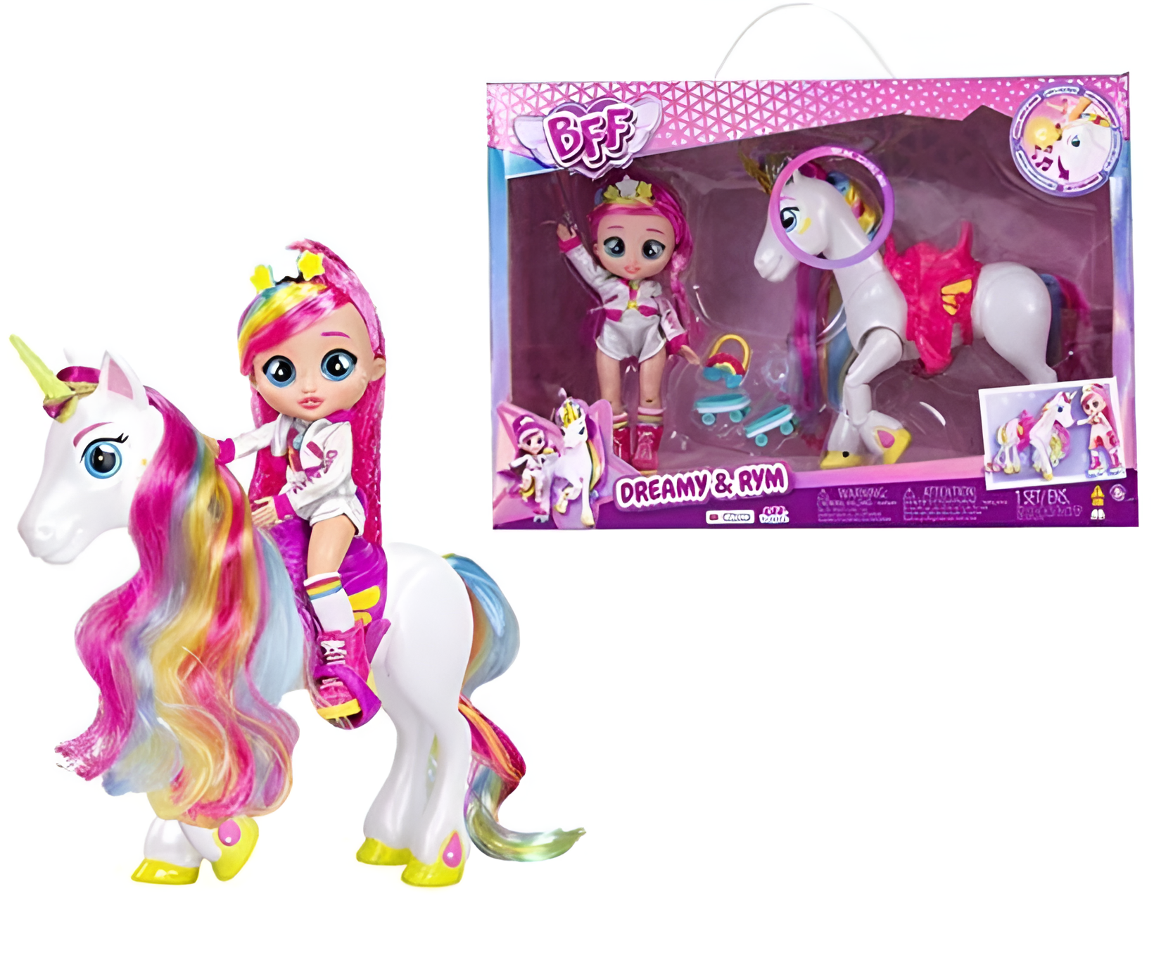 Cry Babies BFF Lalka Modowa Dreamy i Jednorożec Rym Dźwięk