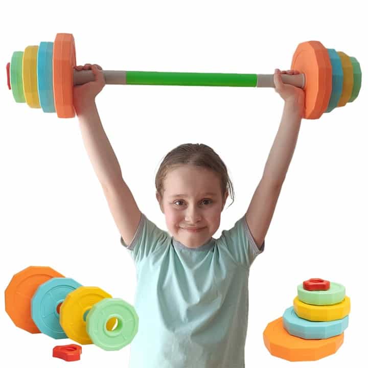 Kolorowa sztanga dla dzieci regulowana waga do 3 kg