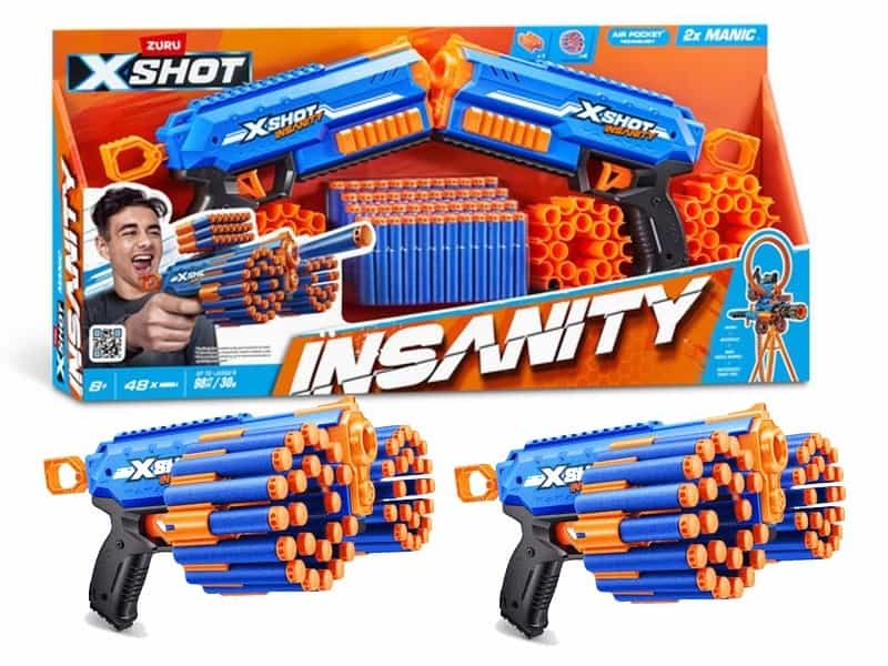 Zuru X-Shot PISTOLETY Insanity Double Manic AIR POCKET 