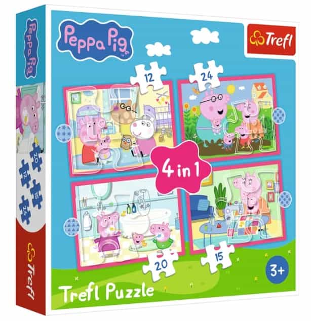 Puzzle 4 w 1 Świnka Peppa Uwielbia Przygody