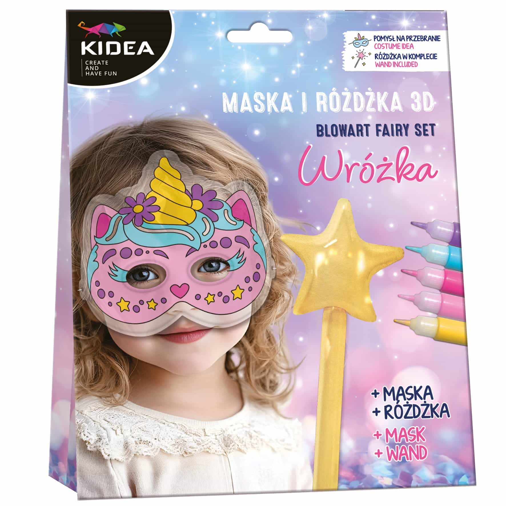 Zestaw 3D BlowArt Wróżka Dmuchana Maska+Różdżka 36 cm Kidea