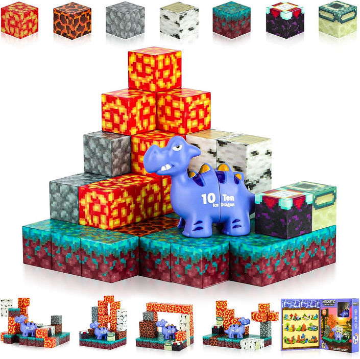 Klocki Magnetyczne Konstrukcyjne Magnetic Pixele Dinozaur