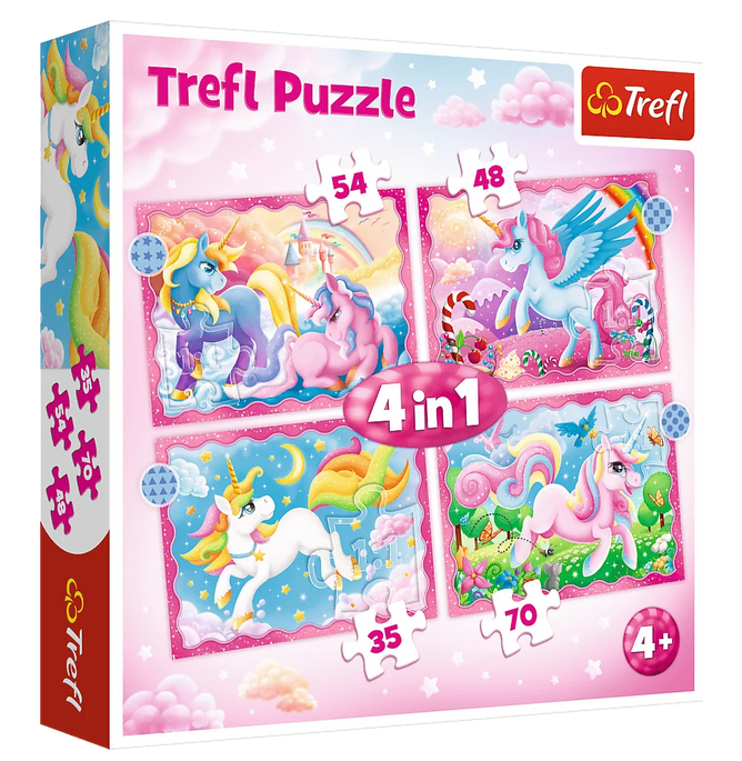  Puzzle 4w1 Jednorożce i Magia Jednorożec Trefl