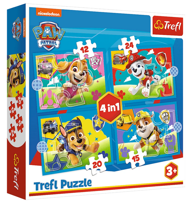 Puzzle 4w1 PAW Patrol, Biegnące Pieski Psi Patrol Trefl