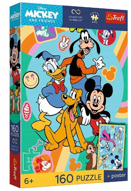 Puzzle 160 el. Premium Mickey Mysia Godzina + plakat Trefl