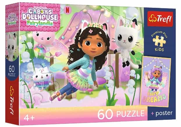 Puzzle 60 el. Koci Domek Gabi. Gabi i kocie przygody + Plaka