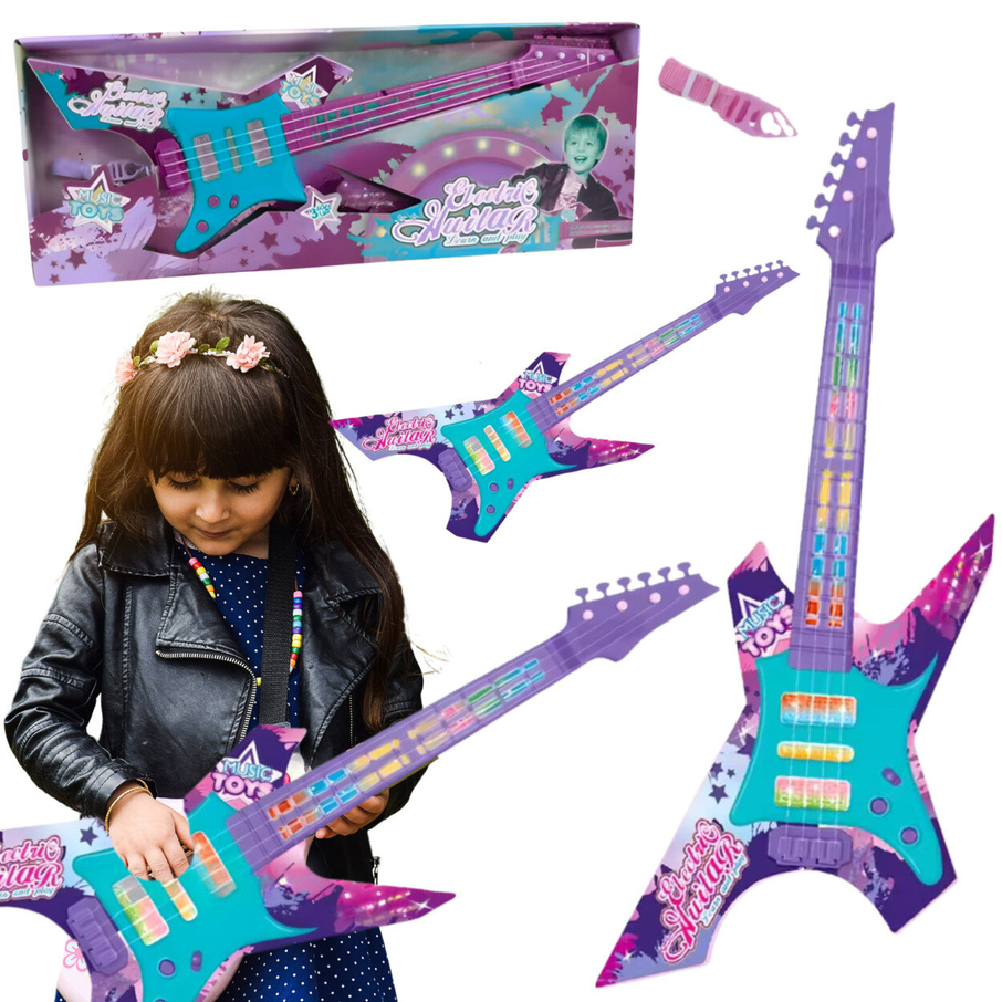 Gitara Basowa Elektryczna Różowa Instrument Muzyczny Światło