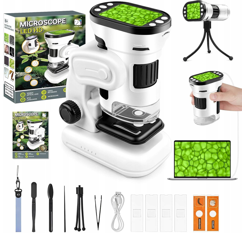 Inteligentny Edukacujny Mikroskop Cyfrowy LED Kamera HD USB