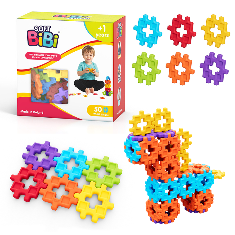 Soft BiBi Waffi Miękkie Klocki Sensoryczne 50 sztuk