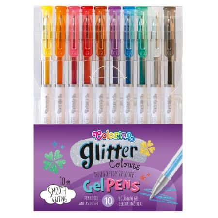 KIDS DŁUGOPISY ŻELOWE BROKATOWE 10 KOL. COLORINO /20/
