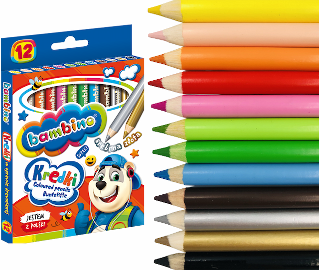 Kredki BAMBINO w opr.drew. 12kol. d. 15cm – zdjęcie 1