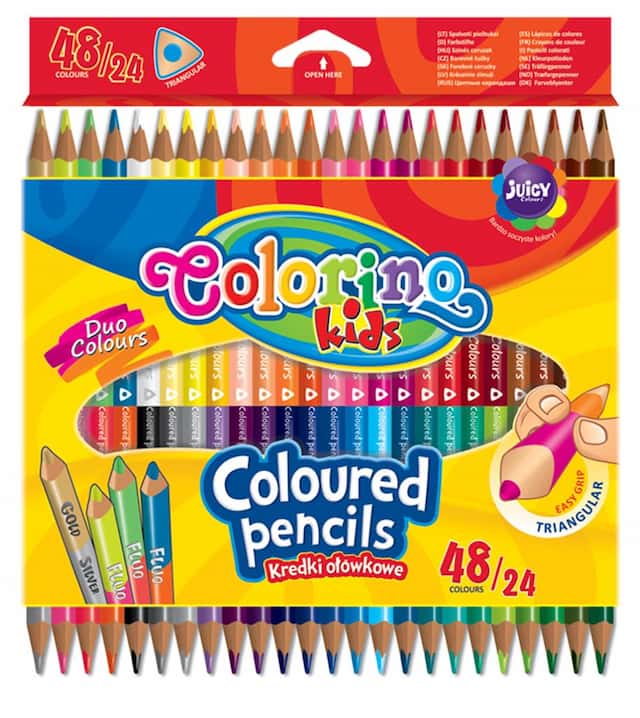 COLORINO KIDS KREDKI OŁÓWKOWE TRÓJKĄTNE DWUKOLOROWE 24/48kol