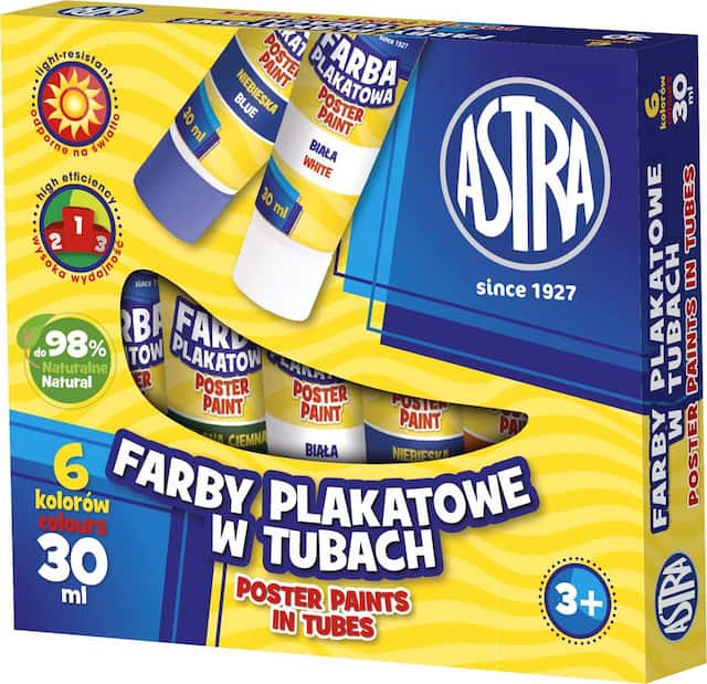 FARBY PLAKATOWE W TUBACH - 6 KOLORÓW 30 ml ~