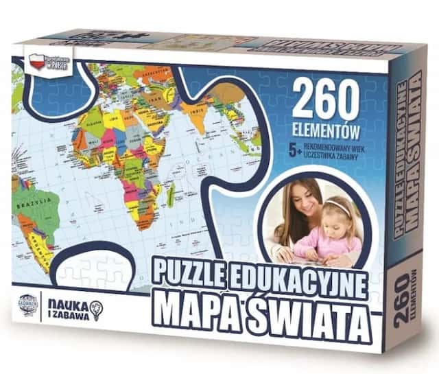PUZZLE EDUKACYJNE MAPA ŚWIATA – zdjęcie 1
