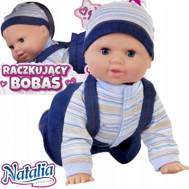 LALKA NATALIA BOBAS RACZKUJĄCY NIEBIESKI 32 CM. – zdjęcie 1