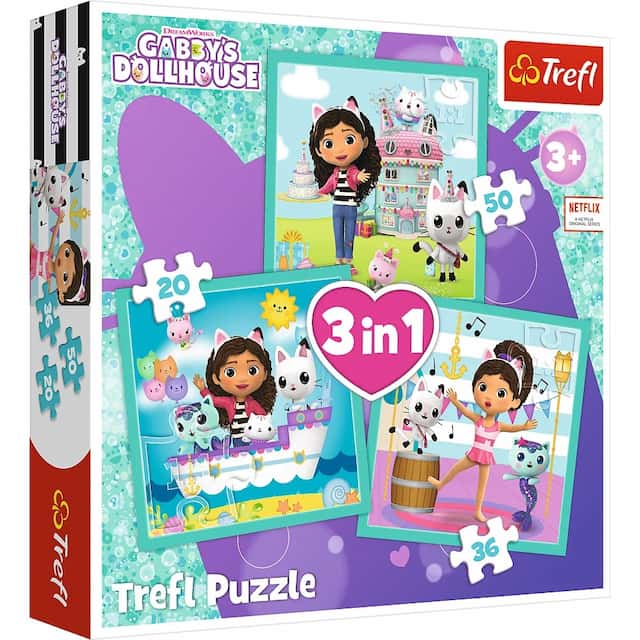 Puzzle 3w1 Aktywności Gabby 34871 Trefl – zdjęcie 1