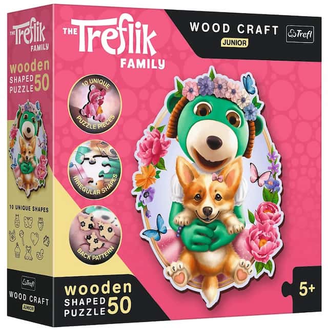 Puzzle drewniane Rodzina Treflików 50 el. Wesołe Trefliki – zdjęcie 1