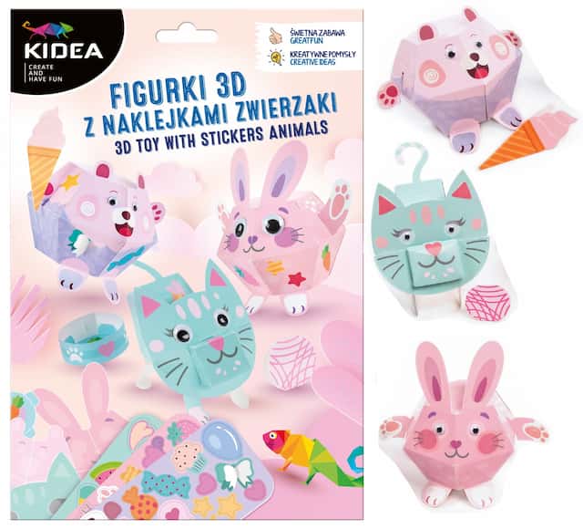 FIGURKI 3D Z NAKLEJKAMI ZWIERZAKI KIDEA – zdjęcie 1