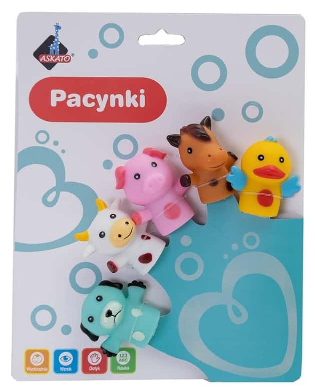 Kolorowe pacynki na palce Zwierzątka na farmie Askato – zdjęcie 1